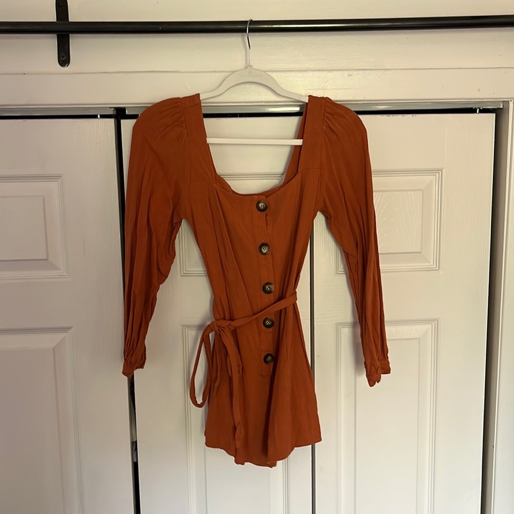 Only worn once! Burnt orange ASOS long sleeve romper